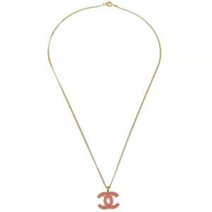 Chanel Pink CC Pendant Necklace 01A